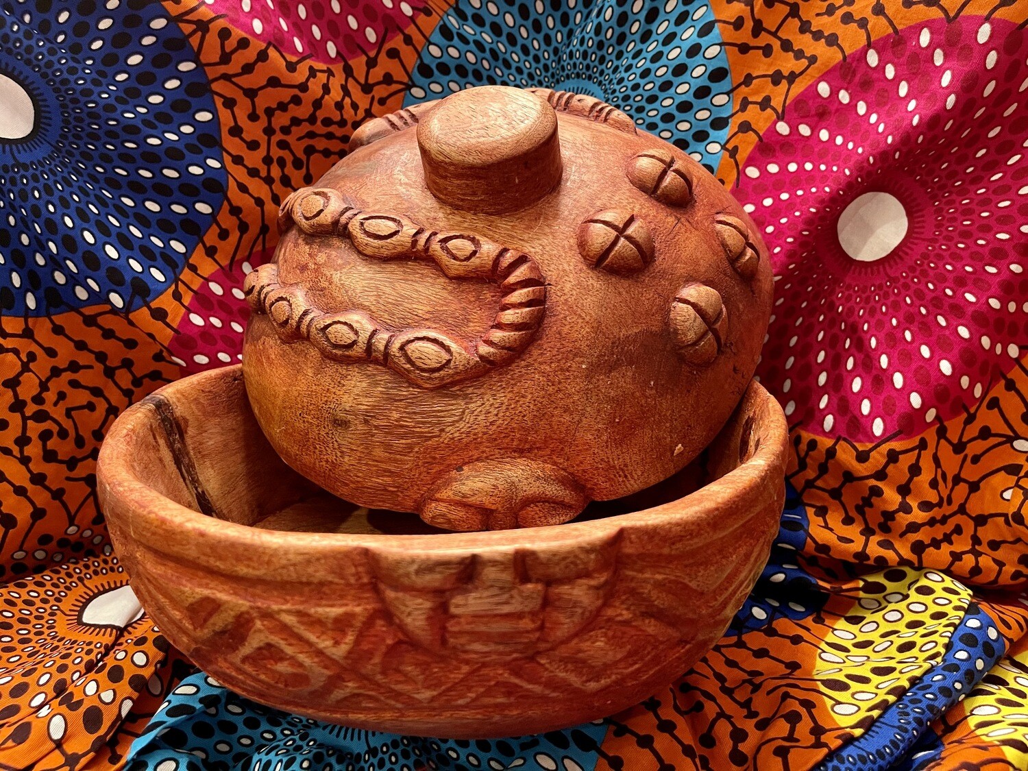 Wooden Carved IFA Pot