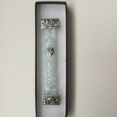Mezuzah with chuppah glass shards and endings