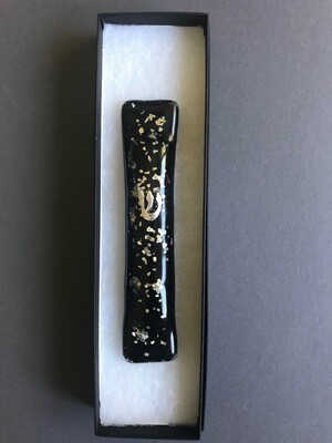 Black and silver flakes mezuzah
