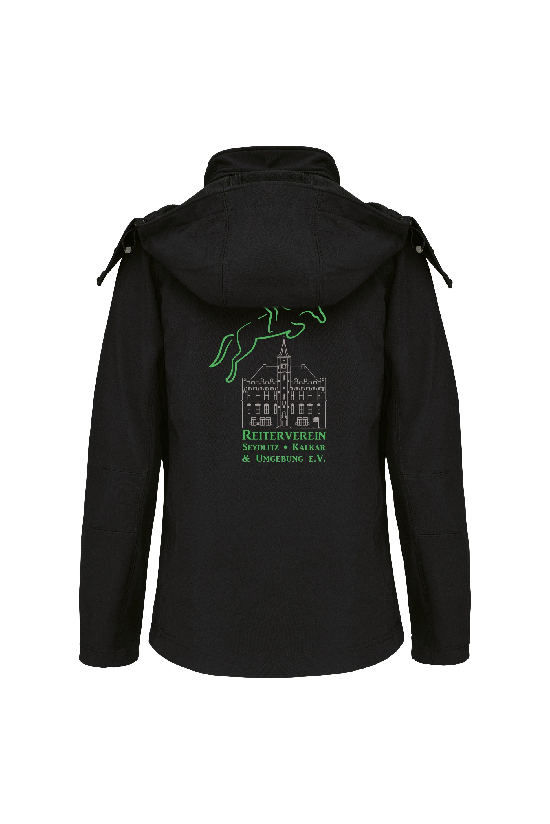 Softshell-Jacke Damen schwarz mit Kapuze