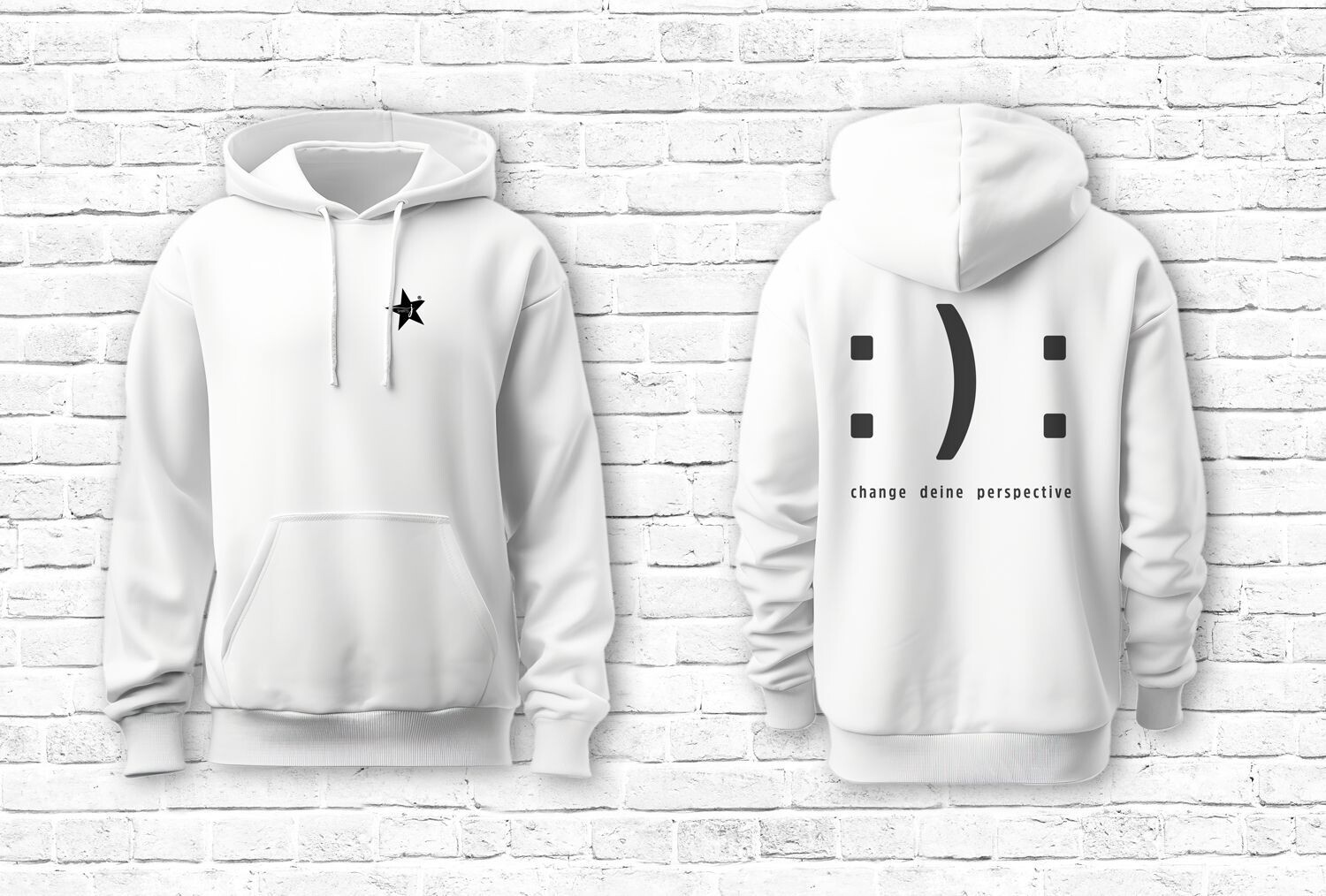 "Perspektive" Hoodie white Damen