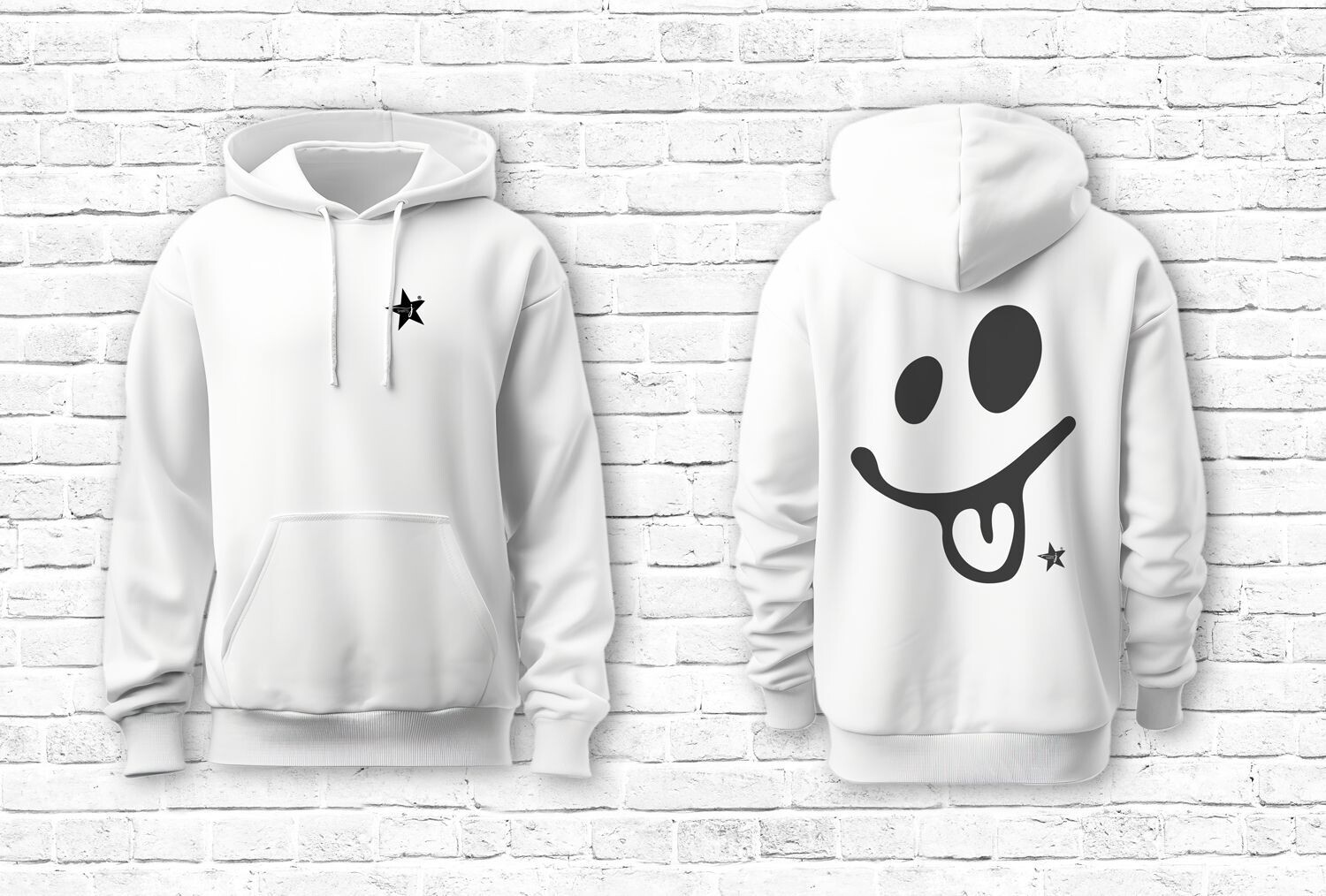 "Smiley" Hoodie white Damen