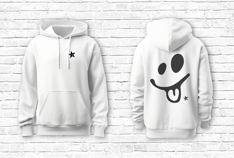 "Smiley" Hoodie white Damen
