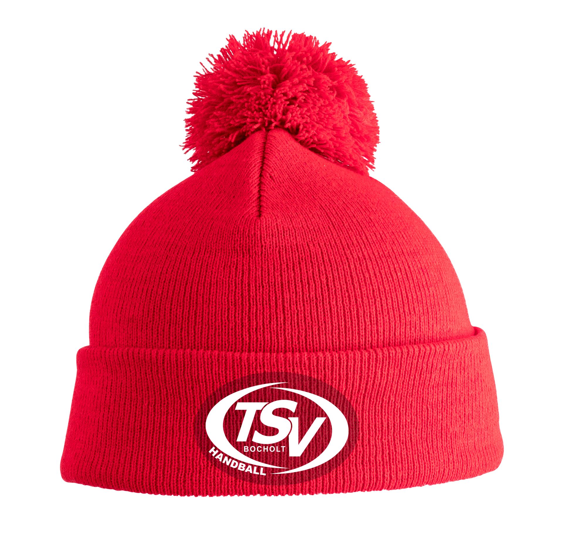 TSV Strick Beanie   - rot mit gesticktem Logo