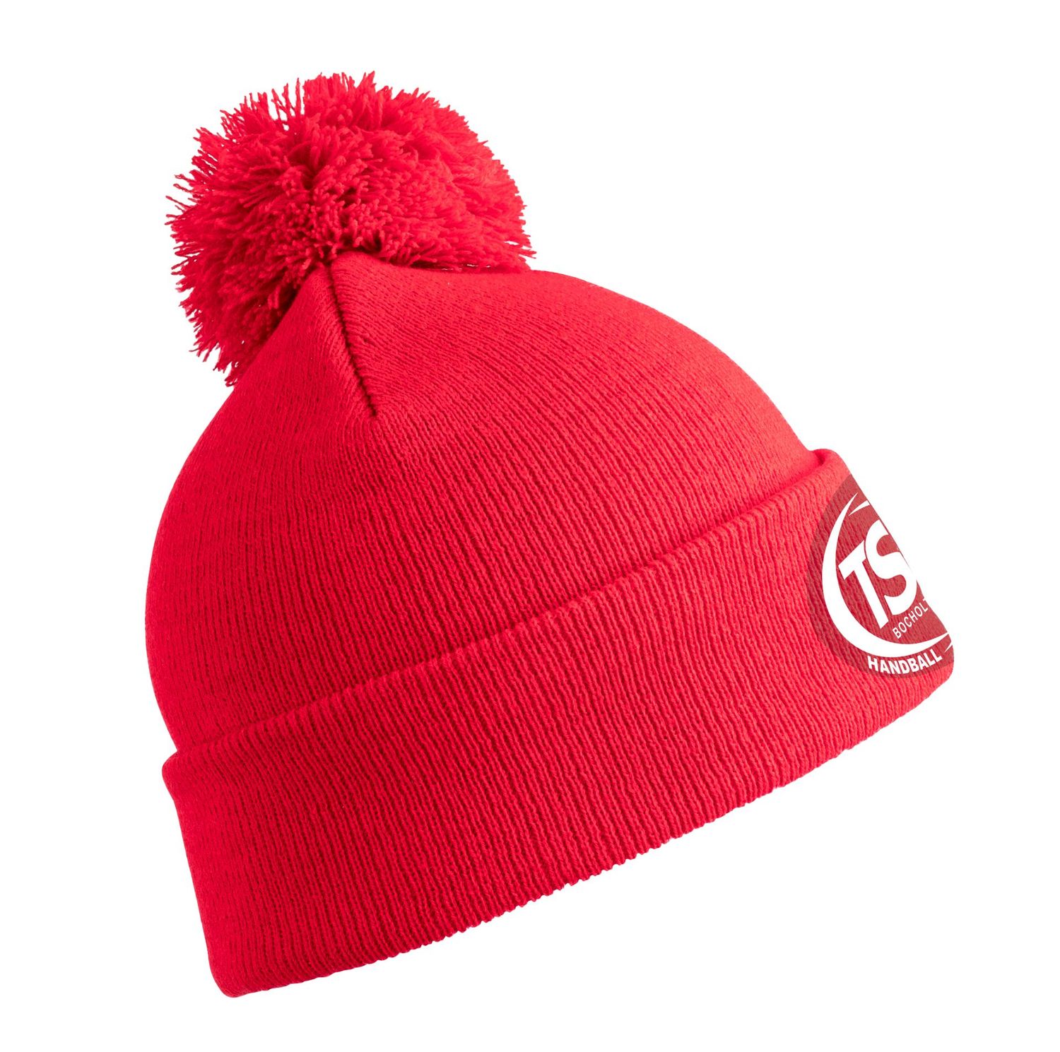 TSV Strick Beanie   - rot mit gesticktem Logo