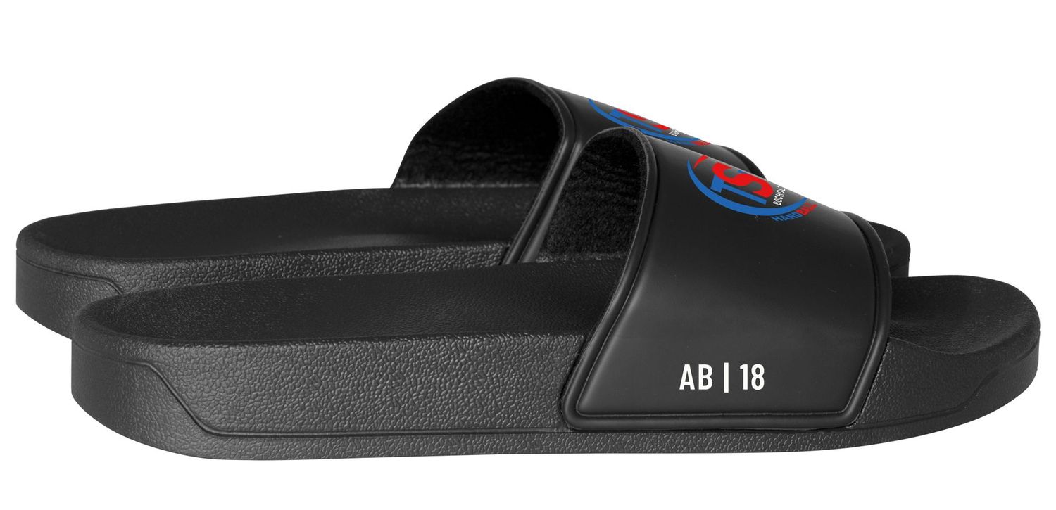 TSV Badeschlappen - black mit Logo und Initialen