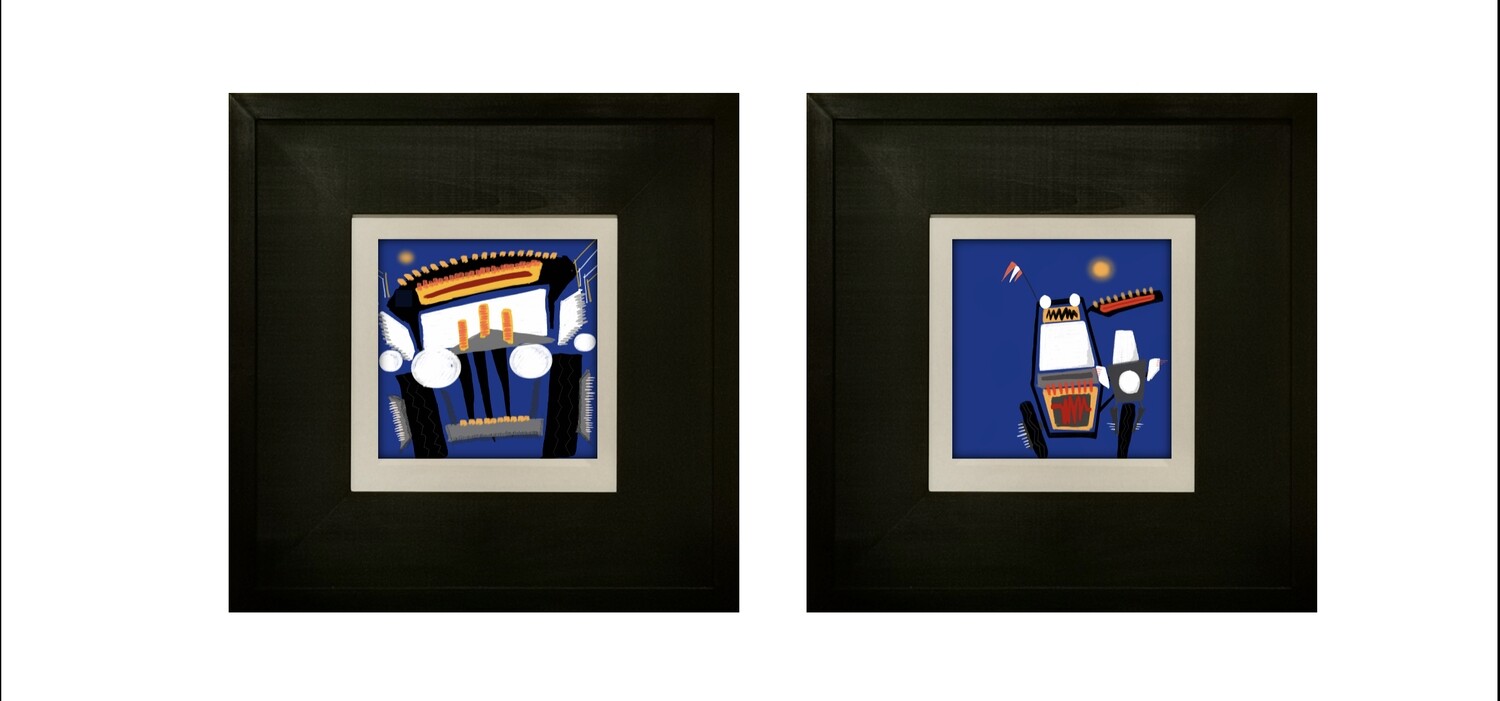 Jeepney &amp; Tricycle on Blue (Manila Series)