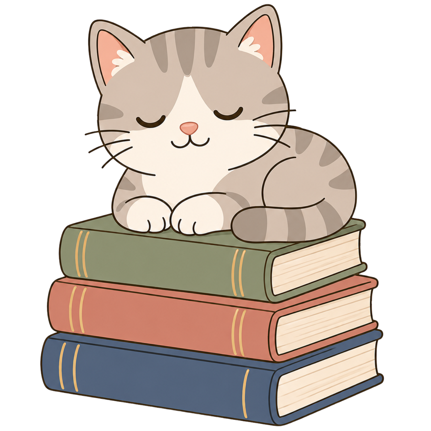 Cat Book Stack