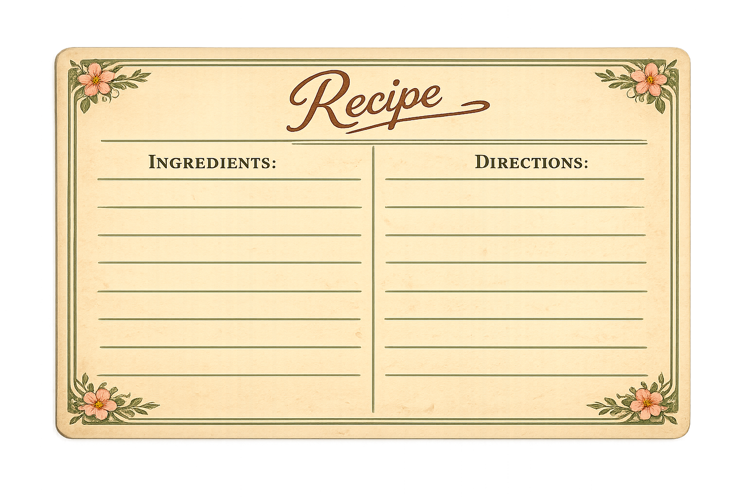 Vintage Recipe Card