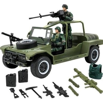 Click N' Play Military Fast Attack Assault Vehicle 17 Piece Play Set with Accessories