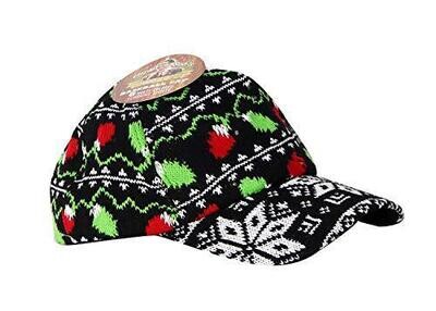 Light-Up Holiday Knitted Baseball Hat - Black