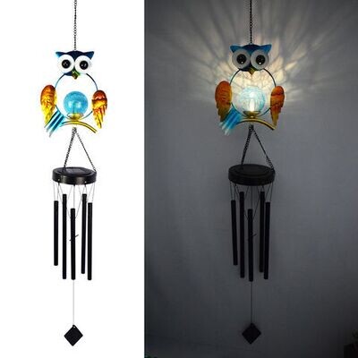 Solar Light Owl Windchime