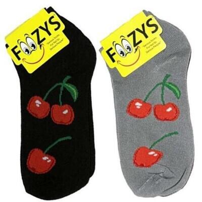 Foozys Wms NoShows - Cherries (gray or black)