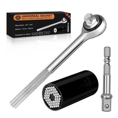 Gifts for Men Him Boyfriend Husband Socket Wrench Grip Socket Tool Sets fits Standard 1/4