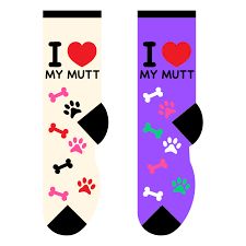 Foozys Wms Crew - I Love My Mutt (Cream or Purple)