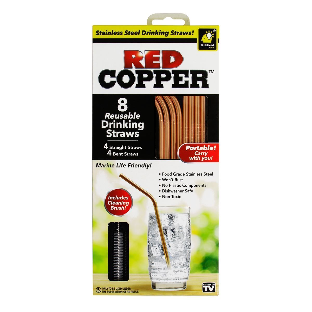 Red Copper Straw 8pc