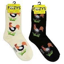 Foozys Wms Crew - Roosters (Cream or Black)