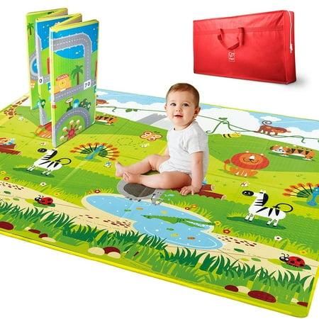 2-Sided Reversible Town & Jungle Baby Activity Play Mat