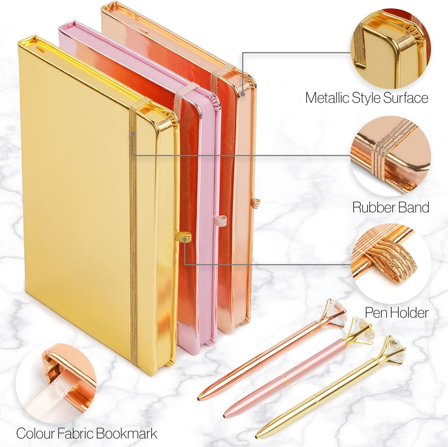 Lovely Notes Metallic Notebooks & Pens (3set) Lovely Notes Metallic Notebooks & Pens (3set)