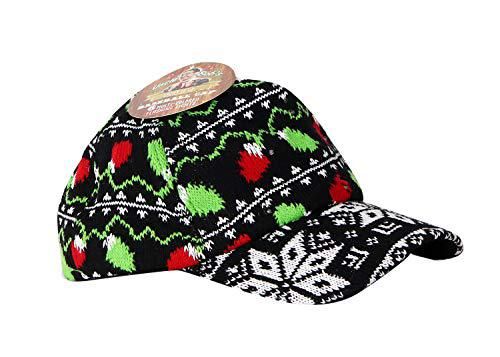 Light-Up Holiday Knitted Baseball Hat - Black Light-Up Holiday Knitted Baseball Hat - Black