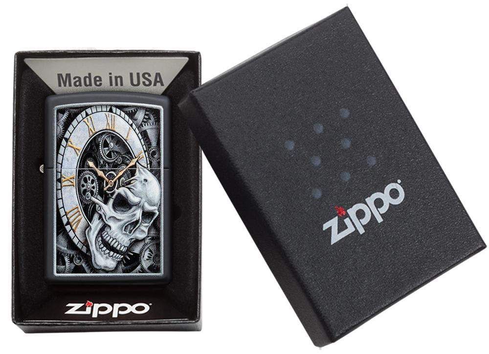 29854 Skull ClockZippo Lighter