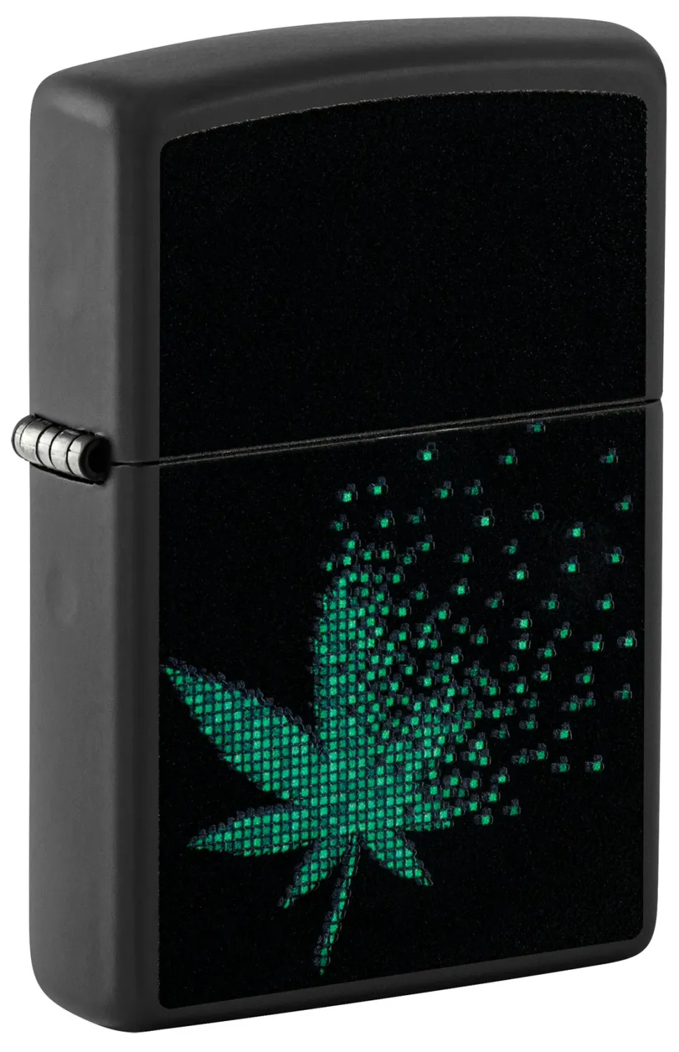 48677 Zippo Pixel Cannabis Black/Light Lighter