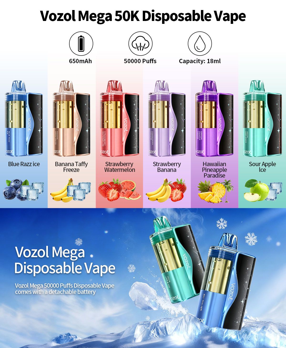 Vozol Mega 50K Full Kit 5%