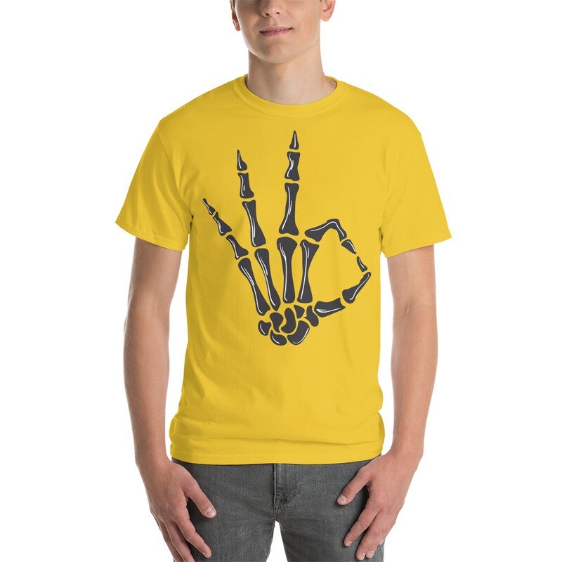 Three Skeleton Hand Sign Short Sleeve T-Shirt