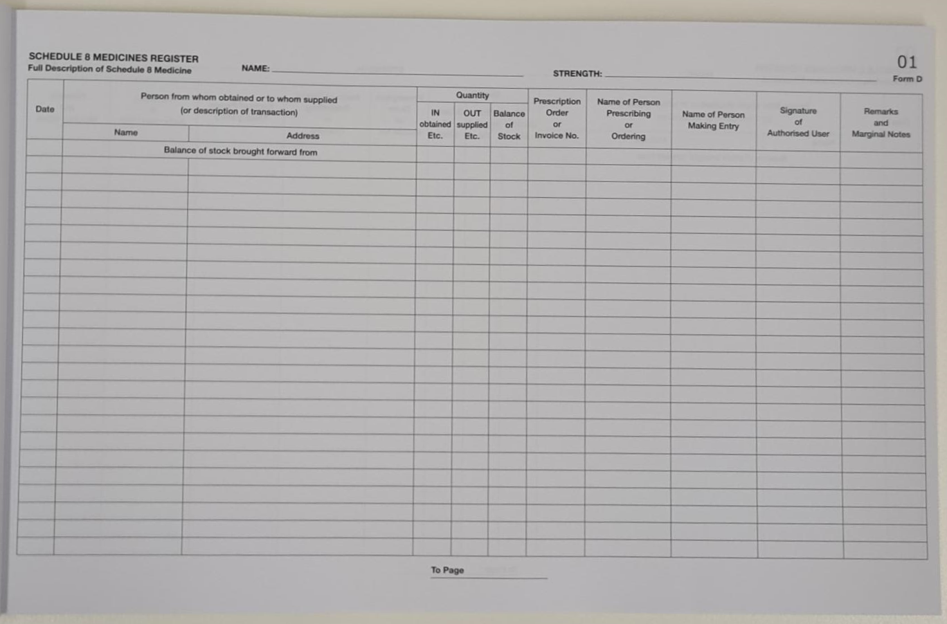 Register for Schedule 8 Medicines (100 pages)