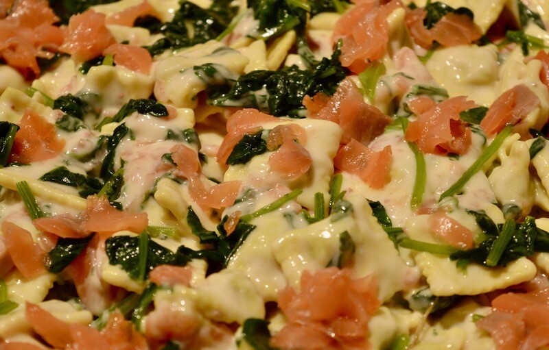 RAVIOLI MET SPINAZIE EN ZALM