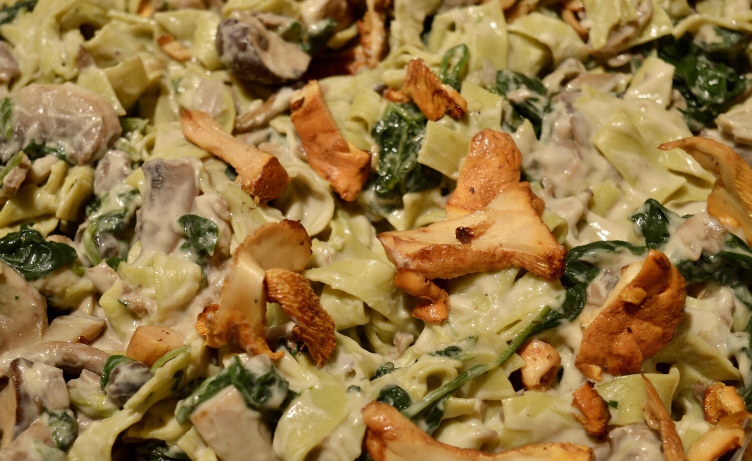 TAGLIATELLE MET PADDENSTOELEN EN SPINAZIE 
