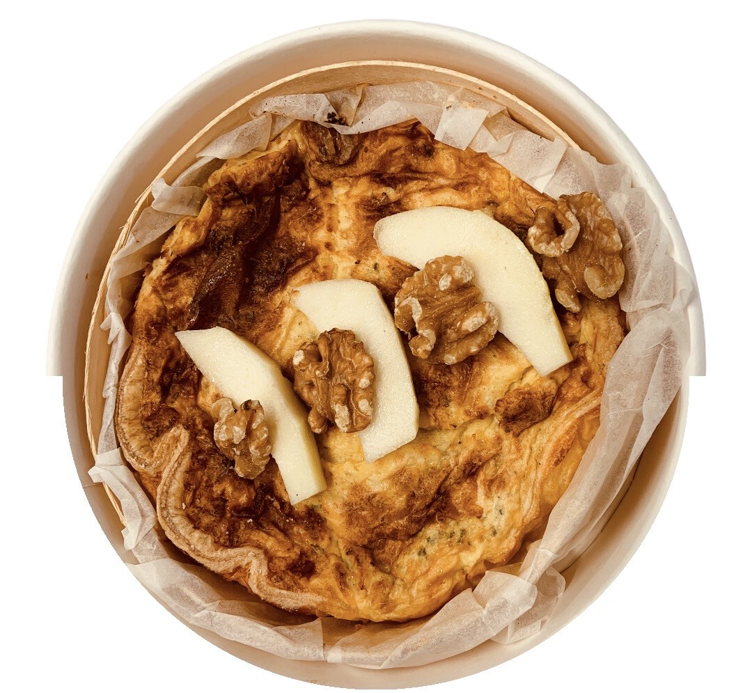 GEITENKAAS-PEER-WALNOOT QUICHE 16cm.