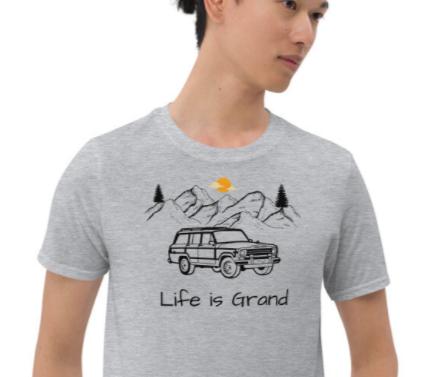 Life is Grand T Shirt Retro Jeep Grand Wagoneer Short Sleeve Unisex T-Shirt Vintage Car Truck Mountains Outdoors Gift