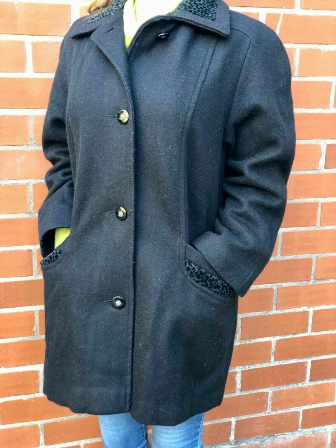 Black Leopard Trim Coat