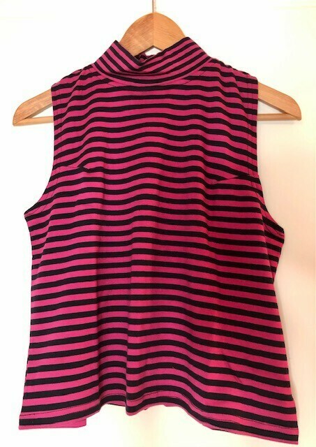 Pink Striped Polo Neck Top