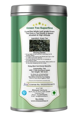 Green Tea Superfine 100Gram Double Layer Tin Box Pack