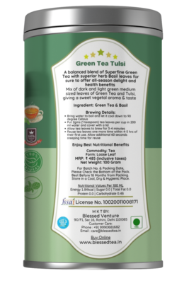 Green Tea Basil Tulsi 100Gram Double Layer Tin Box