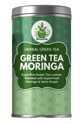 Green Tea Moringa and Ginger 100Gram Double Layer Tin Box