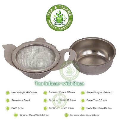 Tea Infuser Strainer with Base Unit for Loose Tea Leaves