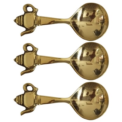 Spoon 3 Pieces Brass Metal with Kettle shaped Handle