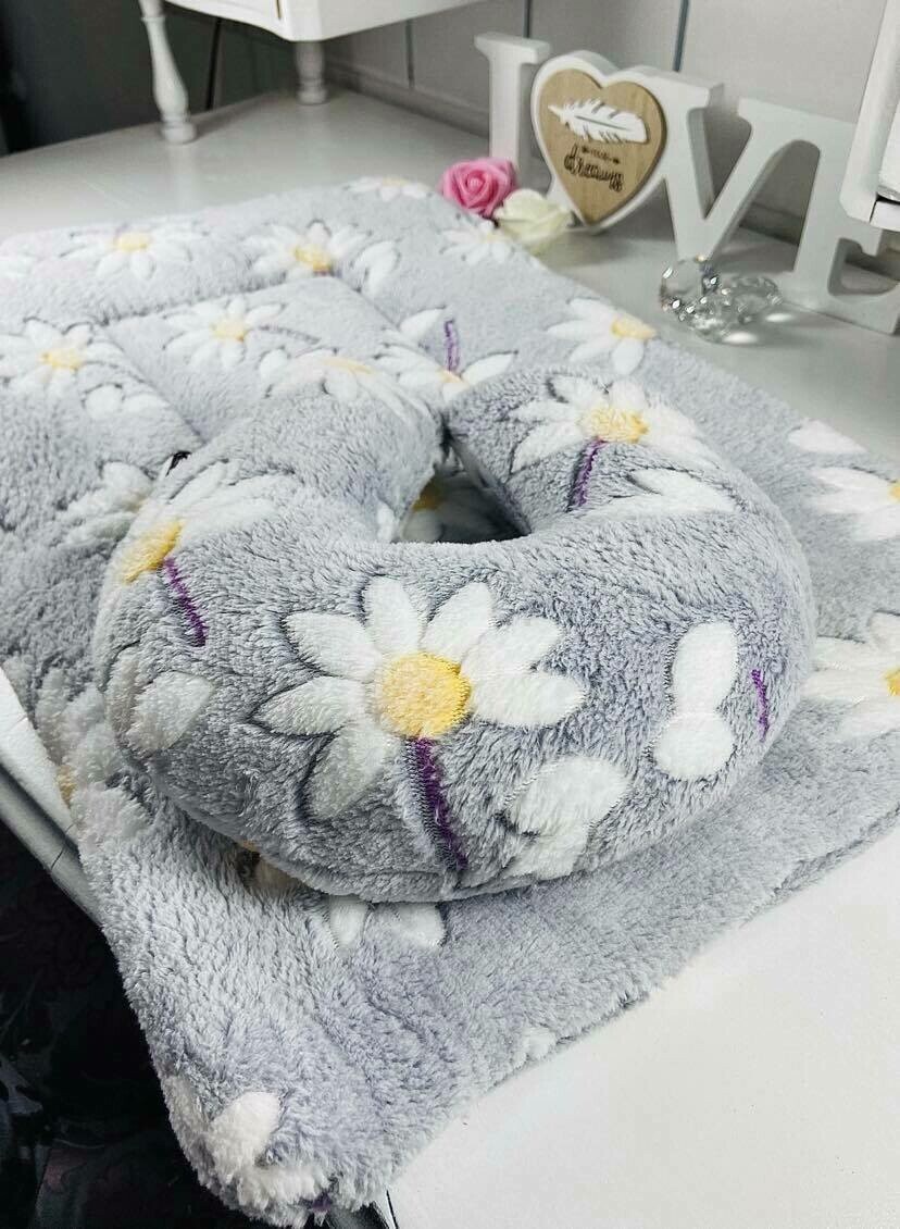Pflegeunterlage & TopKnot Kissen Margeriten Silber