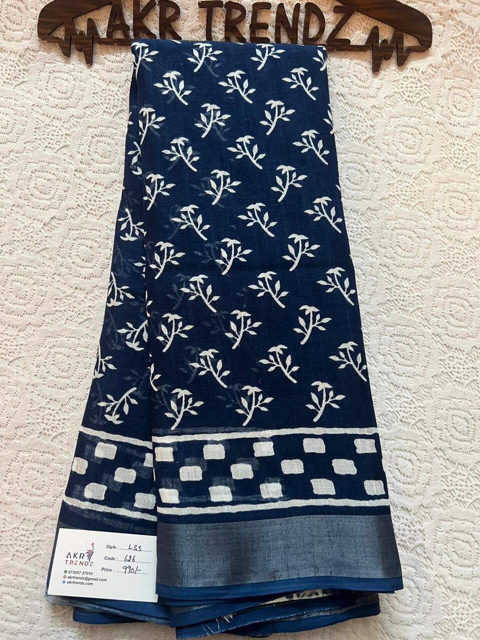 ​Indigo Blue Linen sarees​