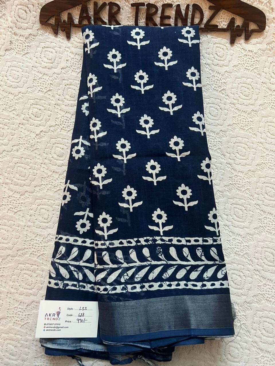 ​Indigo Blue Linen sarees​