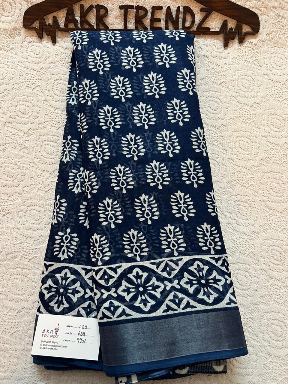 ​Indigo Blue Linen sarees​