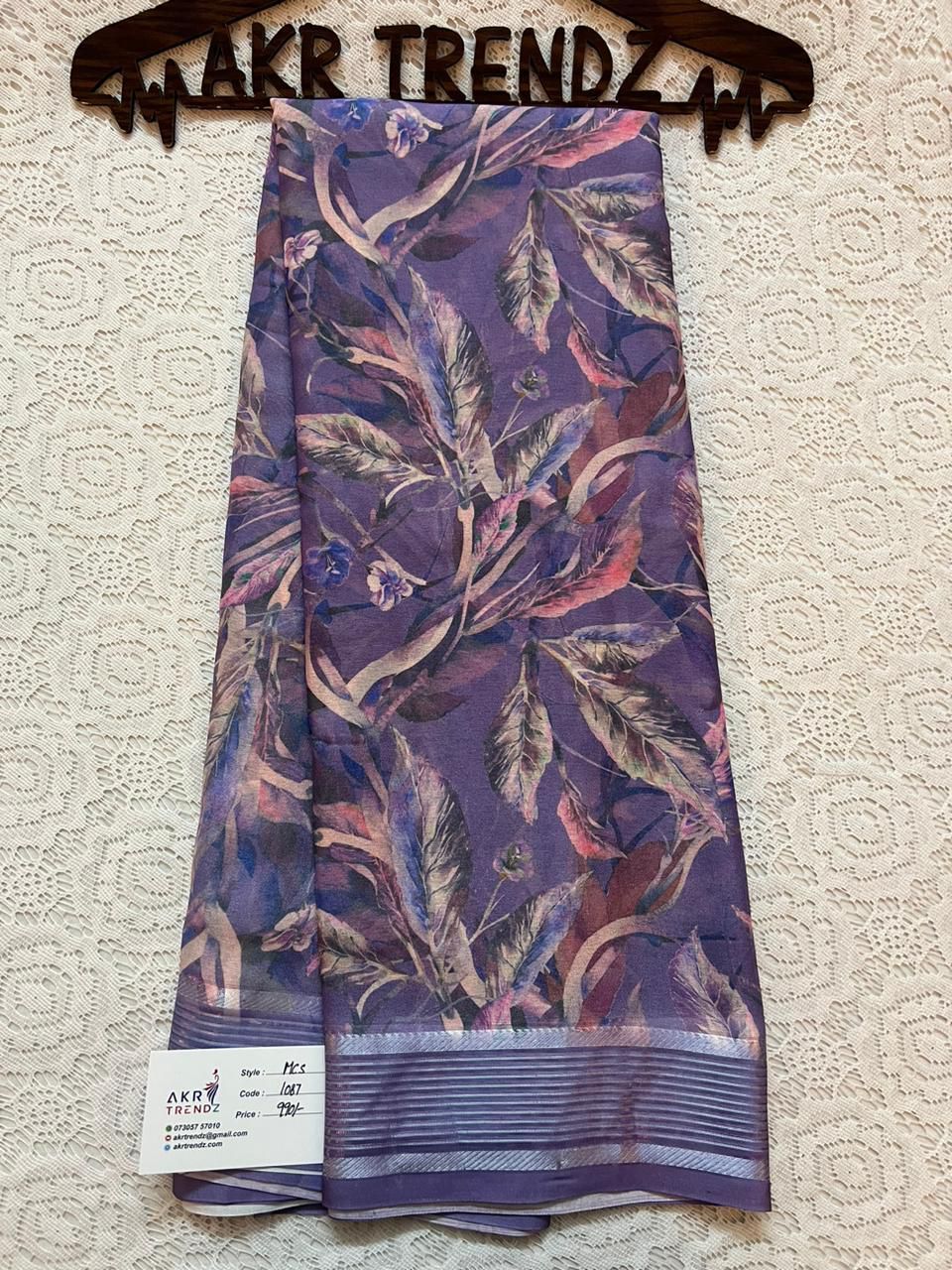 Lavender chiffon sarees
