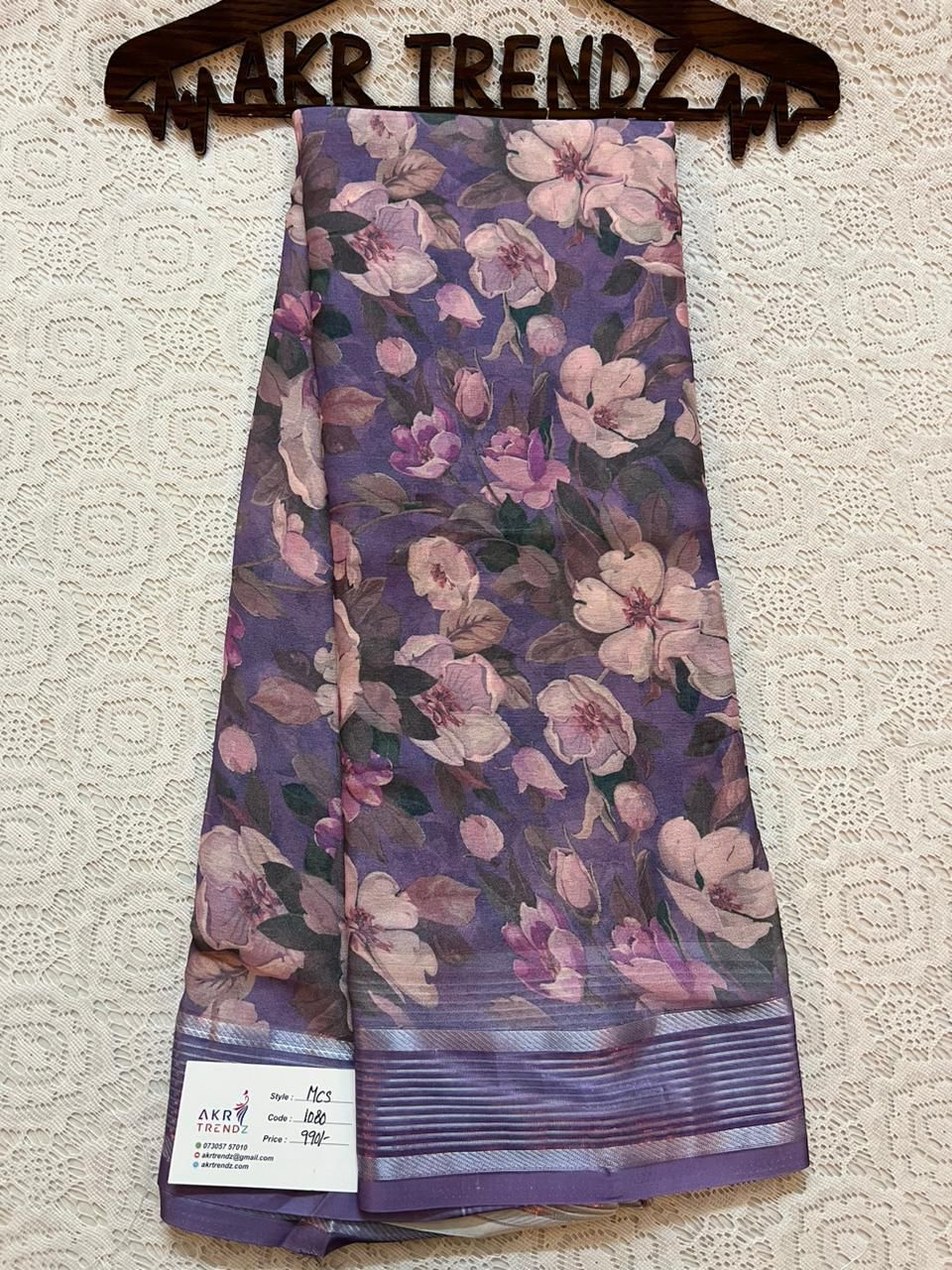 Lavender chiffon sarees