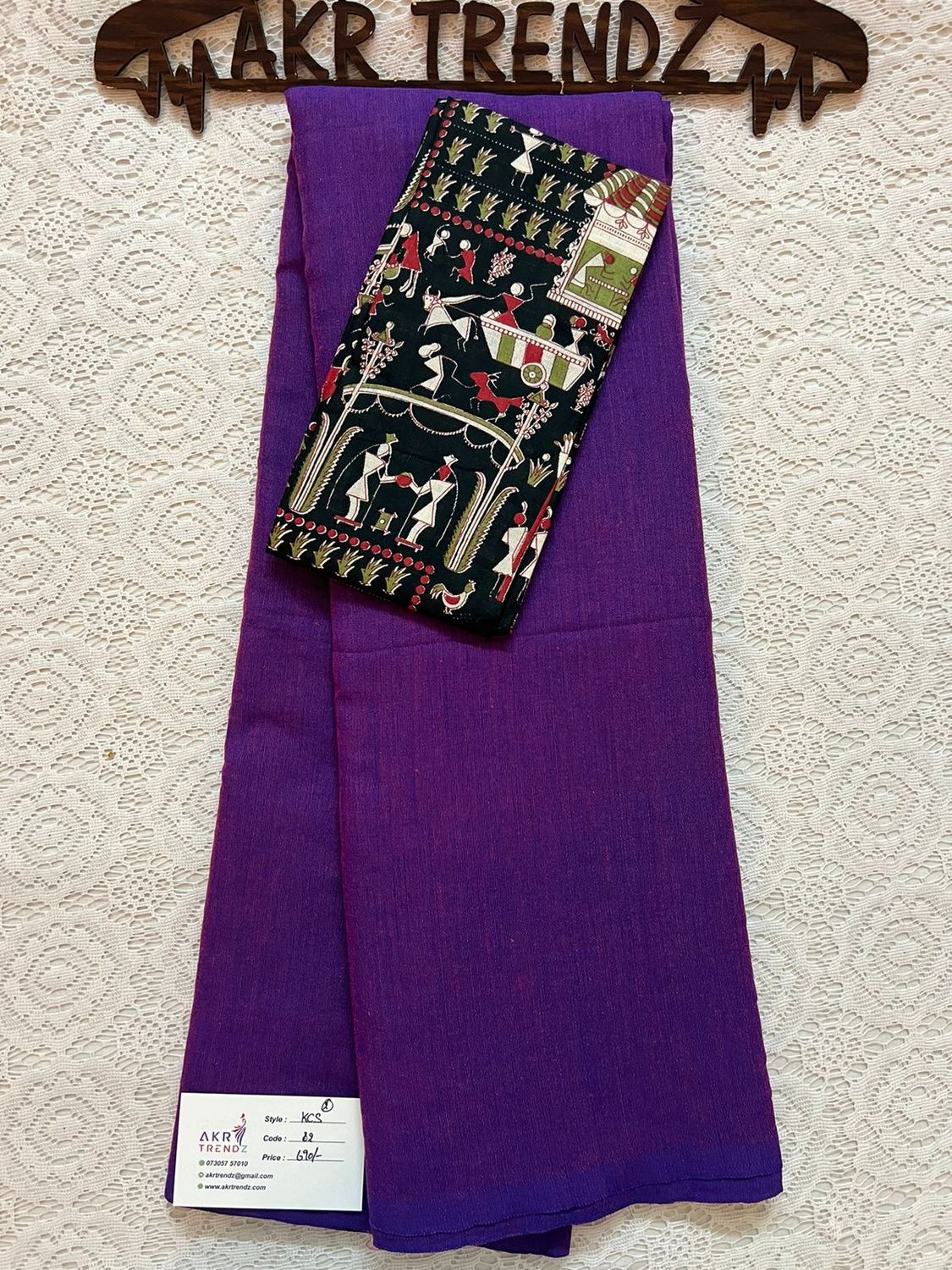 Khadi cotton Sarees with printed Blouse​