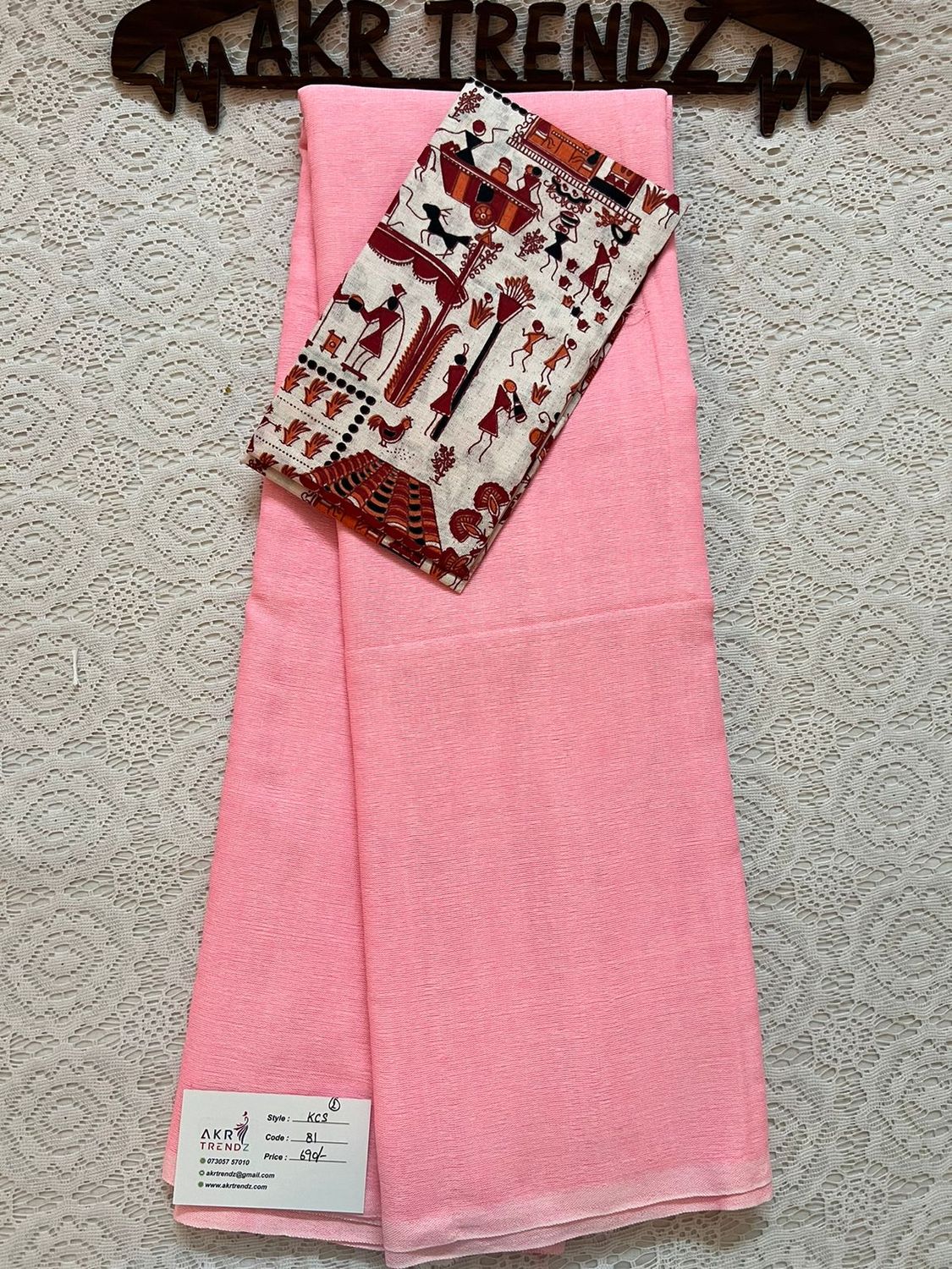 Khadi cotton Sarees with printed Blouse​