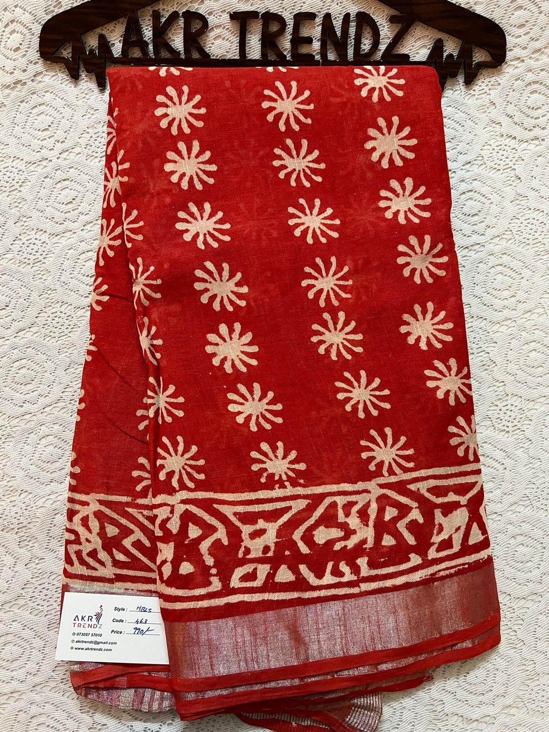 Hand Block Linen cotton sarees