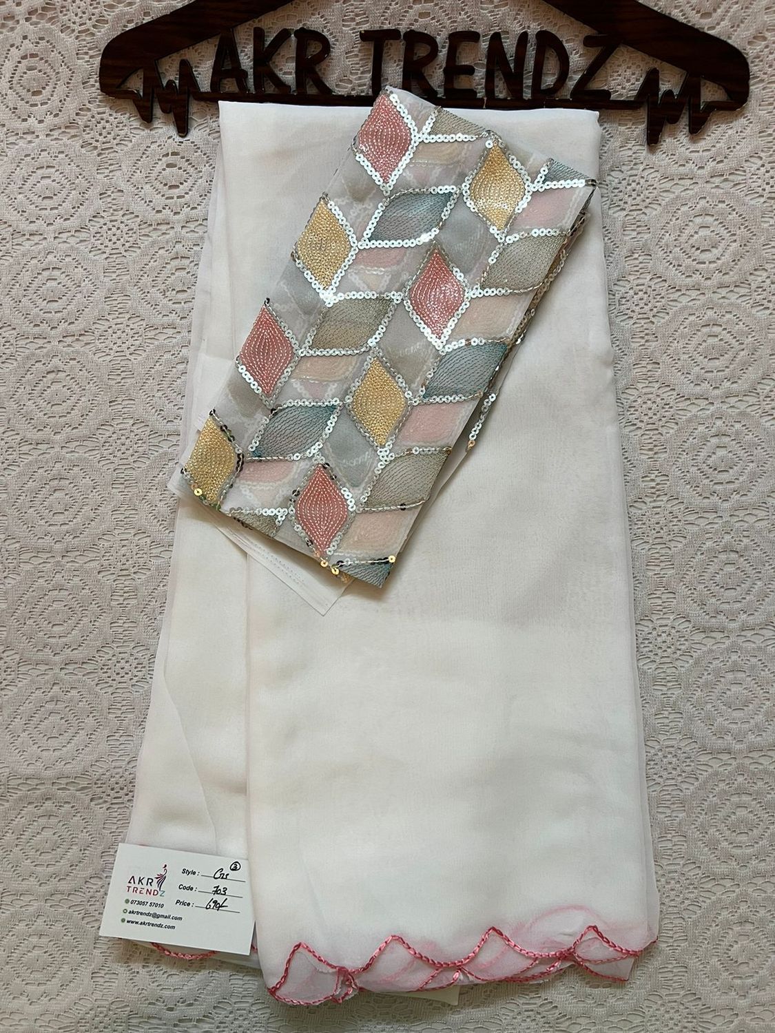 ​Plain Georgette Sarees with Embroidered Blouse​